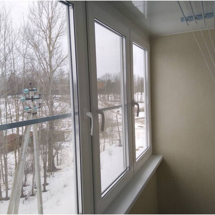 Четырехчастное окно на лоджию KOMMERLING 70ST 3000х1450 AXOR K-3 белое (4-16-4 || 4 шт)