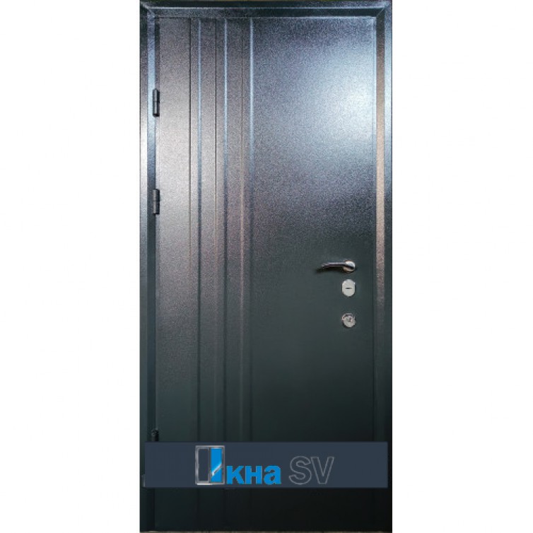 Входная дверь ПРЕМИУМ металл антрацит №149 / МДФ 16 мм бетон светло-серый №100 + черный лакобель