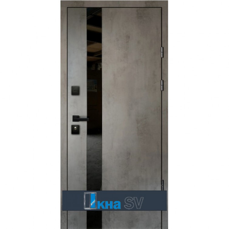 Входная дверь ПРЕМИУМ + бетон темно-серый №158/белый супермат №158 со стеклом черный лакобель