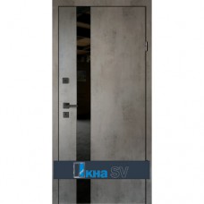 Входная дверь ОПТИМА МДФ/МДФ бетон темно-серый №158/белый супермат №158 со стеклом черный лакобель