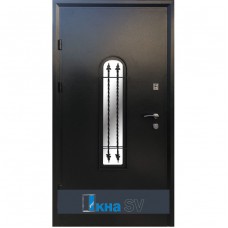 Входная дверь ЭЛИТ+ металл антрацит / МДФ Vinorit бетон антрацит №4 со стеклопакетом 