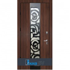 Входная дверь ЭЛИТ+ МДФ / МДФ  с декоративной металлической пластиной