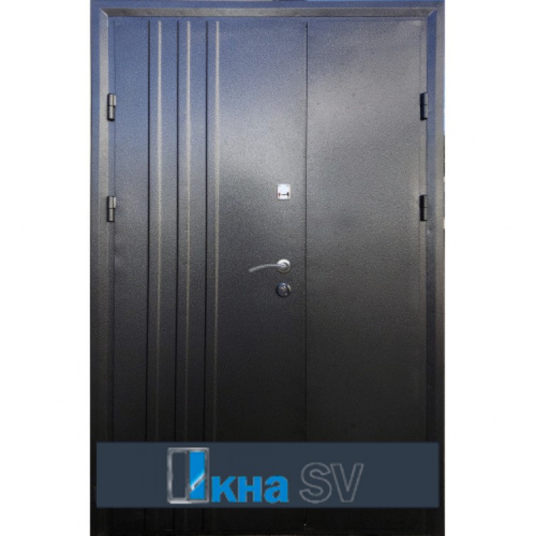 Входная дверь ЭЛИТ двустворчатый металл серый антик /МДФ эко венге №29