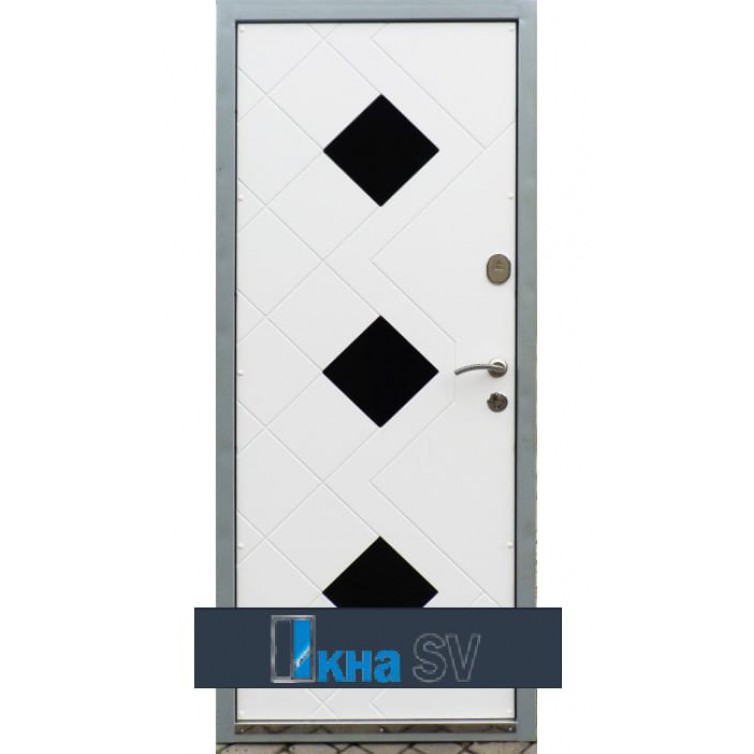 Вхідні двері ЕЛІТ + метал антрацит №149/МДФ16 мм бетон світло-сірий №100 зі склом терморозрив