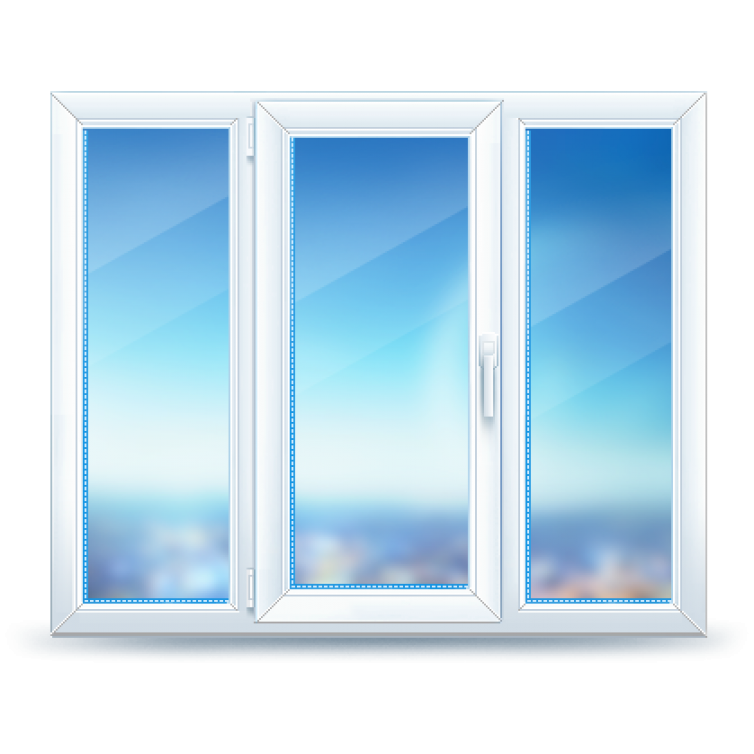 Трехстворчатое металлоплатстиковое окно Rehau AXOR Ecosol 70 (4-16-4i) 